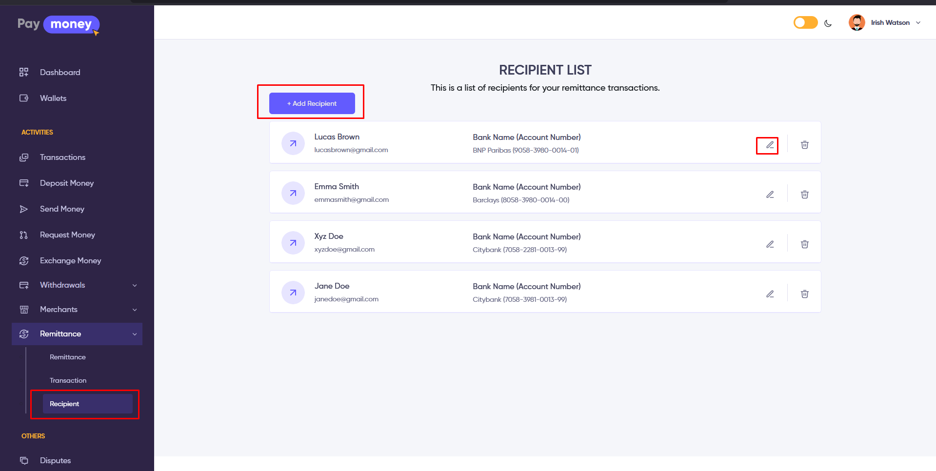 Recipient Management