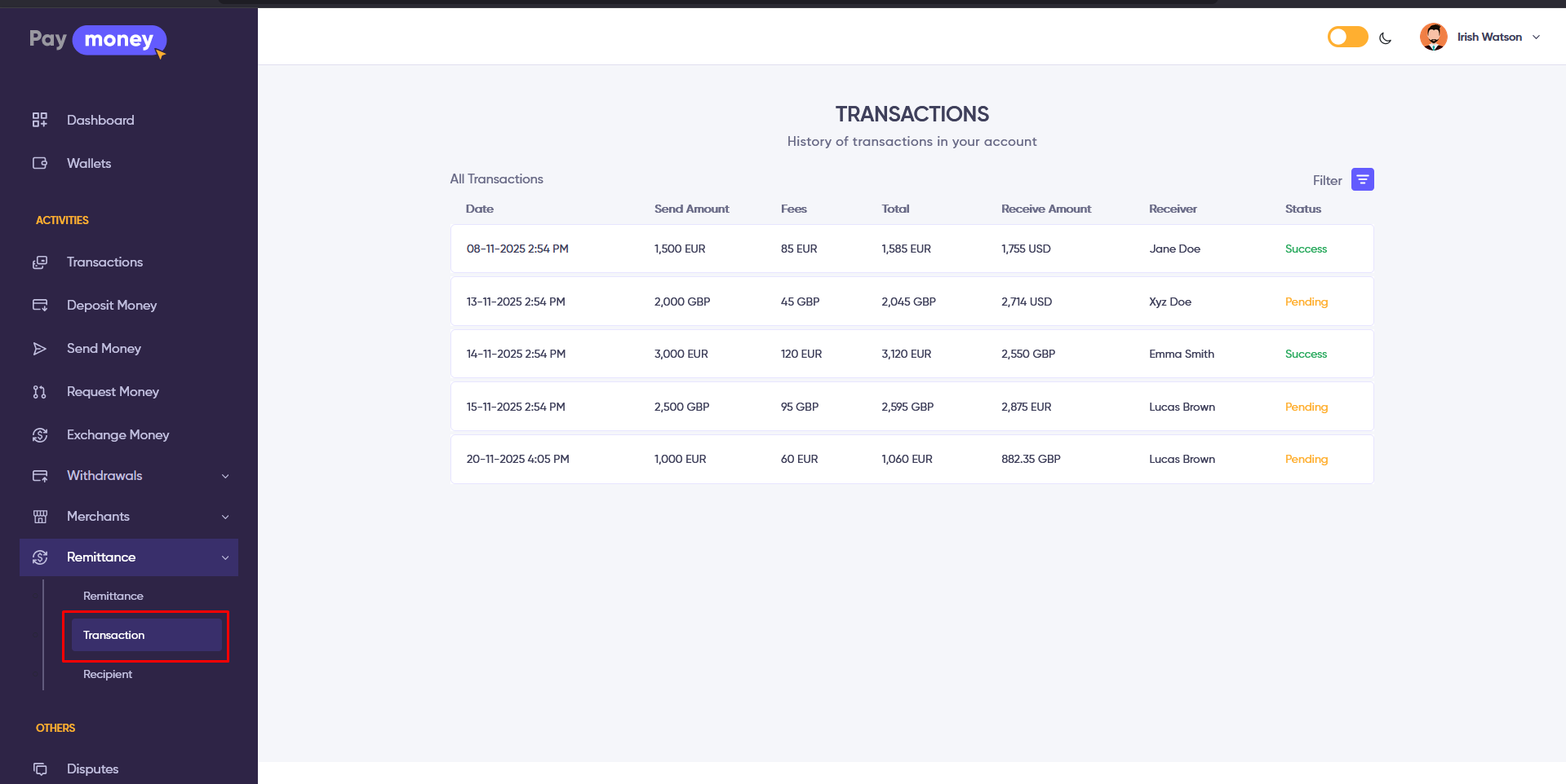 Remittance Transaction